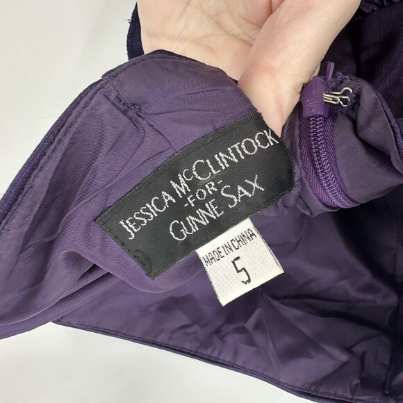 vintage 90s GUNNE SAX JESSICA MCCLINTOCK dress strapless satin emo goth purple S - Picture 7 of 8